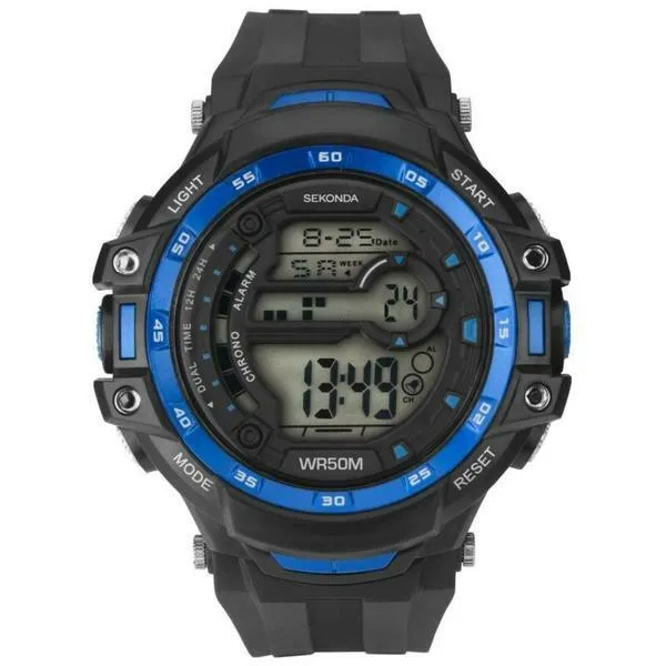 Sekonda Digital Sport Black and Blue Case Mens Watch SK1520 