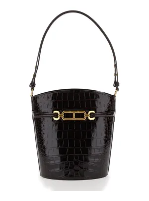 Shiny Stamped Croc Medium Bucket stylish bucket bags