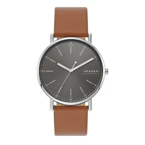 Skagen Signatur Men's Watch with Quartz Movement and Brown Leather Strap SKW6578 