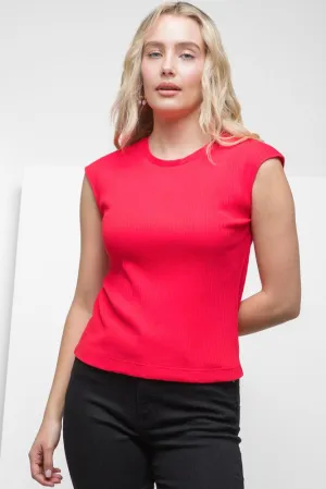 Sleeveless Rib Top Red,women t-shirt cotton,women t-shirt top,boutique women's clothing