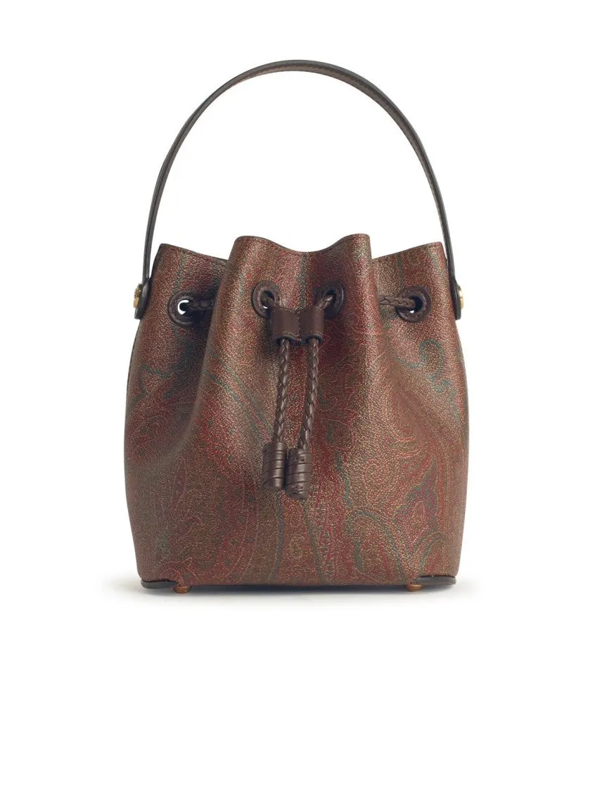 Small Bucket Bag In Brown Fabric stylish bucket bags