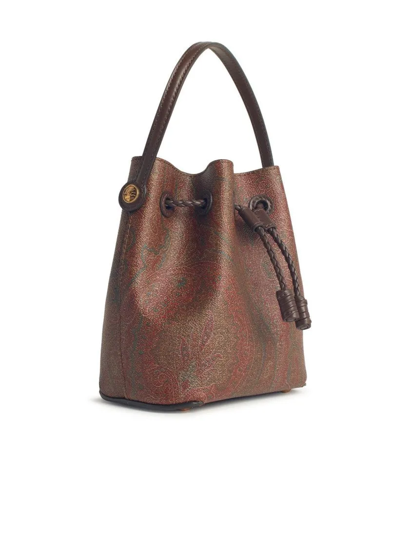 Small Bucket Bag In Brown Fabric