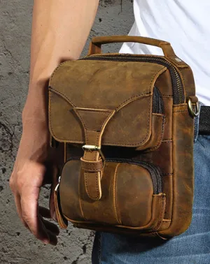 Small Leather Handbag Belt Pouch for men Waist Bag BELT BAG Shoulder Bag For Men Dark Gray