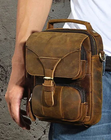 Small Leather Handbag Belt Pouch for men Waist Bag BELT BAG Shoulder Bag For Men Dark Gray