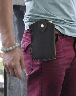 Small Mens Leather Belt Pouch Cell Phone Holster Belt Cases Waist Pouch for Men Vintage Brown