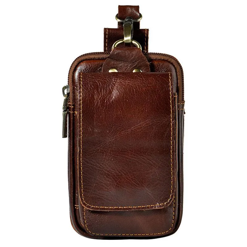 Small Mens Leather Belt Pouch Holster Belt Case Cell Phone Waist Pouch for Men