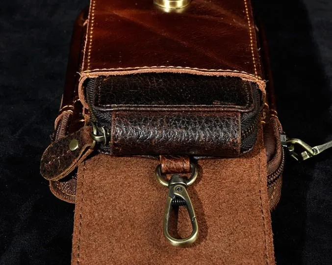Small Mens Leather Belt Pouch Holster Belt Case Cell Phone Waist Pouch for Men