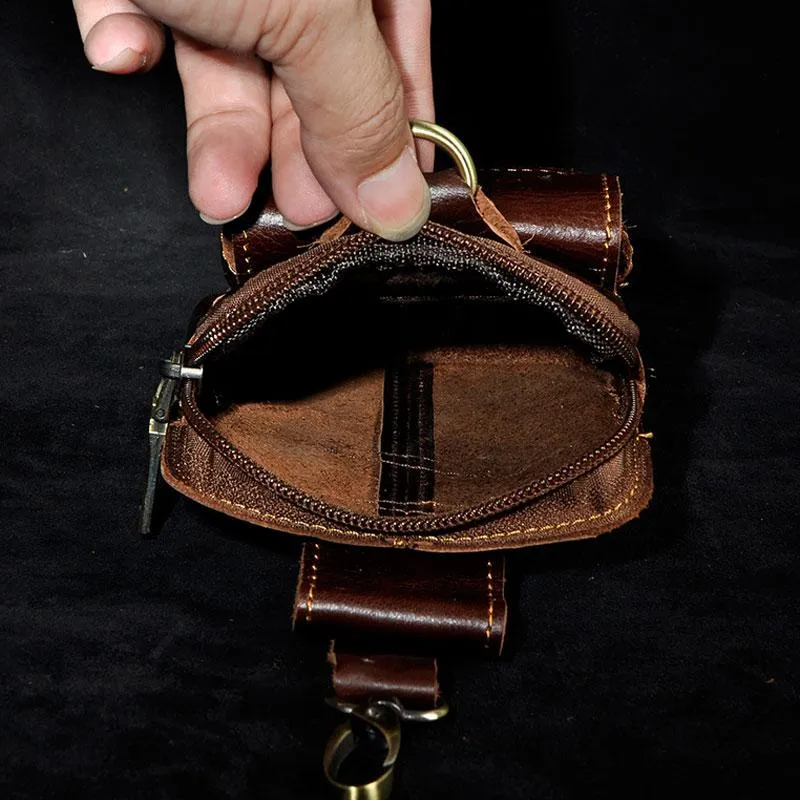Small Mens Leather Belt Pouch Holster Belt Case Cell Phone Waist Pouch for Men