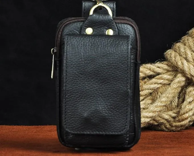 Small Mens Leather Belt Pouch Holster Belt Case Cell Phone Waist Pouch for Men