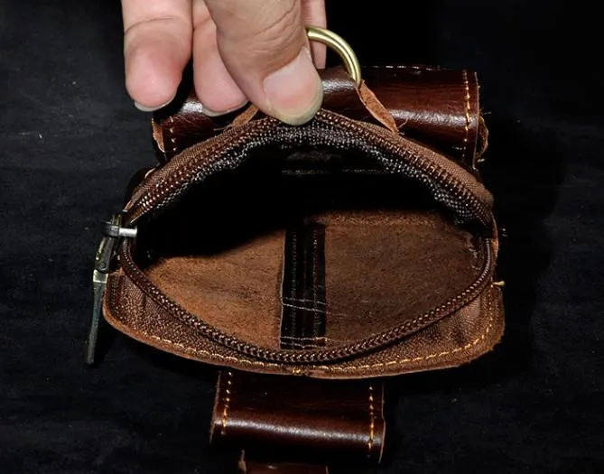 Small Mens Leather Belt Pouch Holster Belt Case Cell Phone Waist Pouch for Men