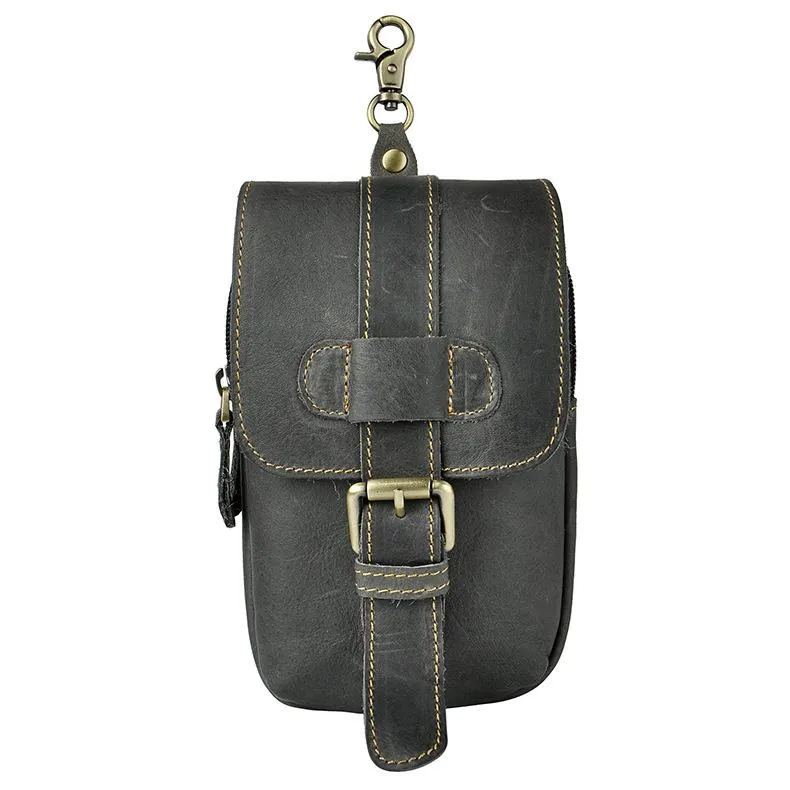 Small Mens Leather Belt Pouch Holsters Belt Case Cell Phone Waist Pouch for Men