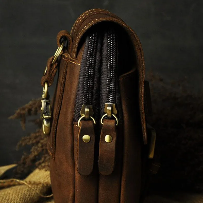 Small Mens Leather Belt Pouch Holsters Belt Case Cell Phone Waist Pouch for Men