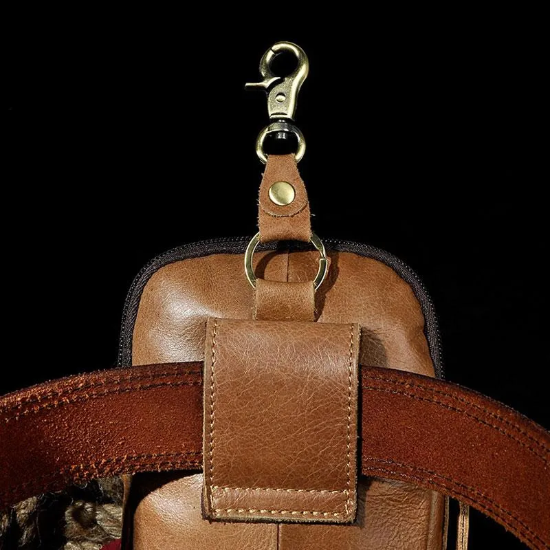 Small Mens Leather Belt Pouch Holsters Belt Cases Cell Phone Waist Pouch for Men