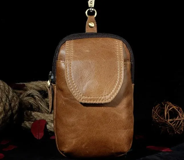 Small Mens Leather Belt Pouch Holsters Belt Cases Cell Phone Waist Pouch for Men