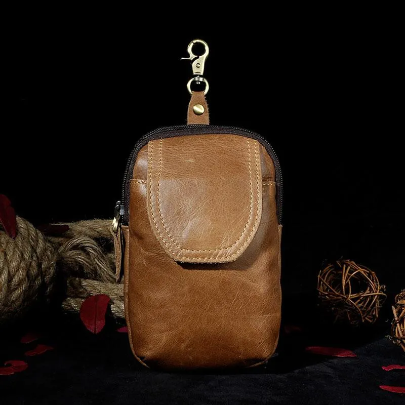 Small Mens Leather Belt Pouch Holsters Belt Cases Cell Phone Waist Pouch for Men
