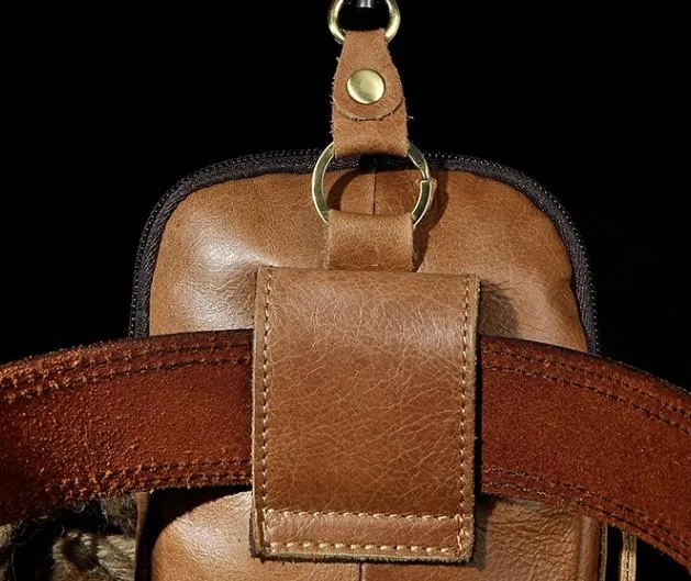 Small Mens Leather Belt Pouch Holsters Belt Cases Cell Phone Waist Pouch for Men