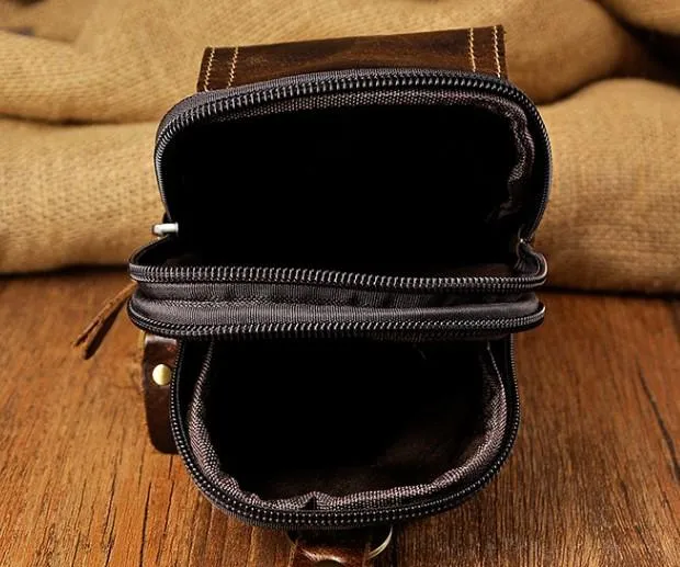 Small Mens Leather Belt Pouch Holsters Belt Cases Cell Phone Waist Pouch for Men