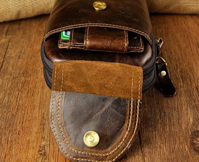 Small Mens Leather Belt Pouch Holsters Belt Cases Cell Phone Waist Pouch for Men