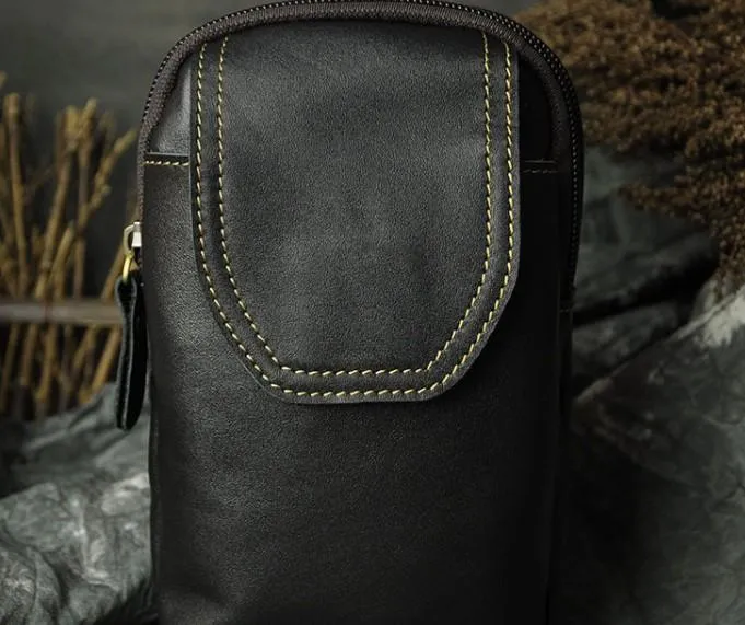 Small Mens Leather Belt Pouch Holsters Belt Cases Cell Phone Waist Pouch for Men