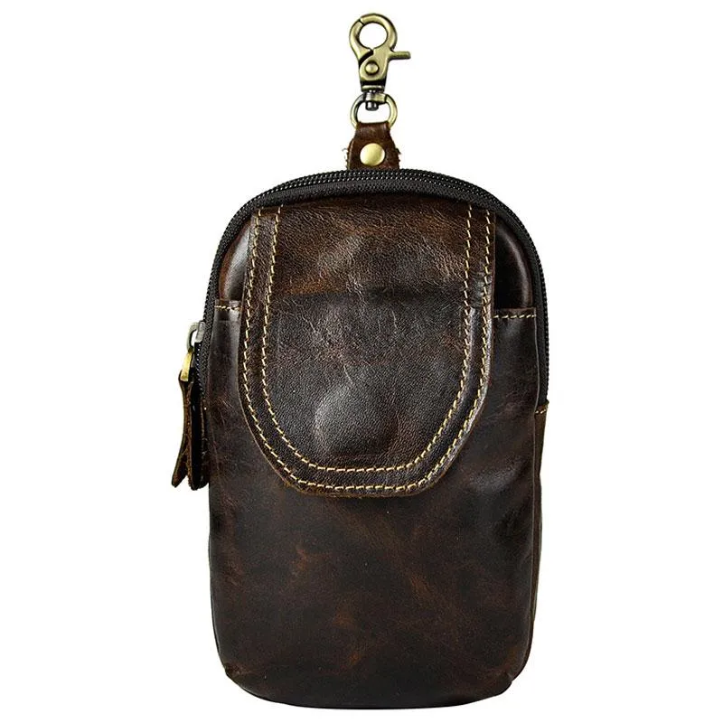 Small Mens Leather Belt Pouch Holsters Belt Cases Cell Phone Waist Pouch for Men