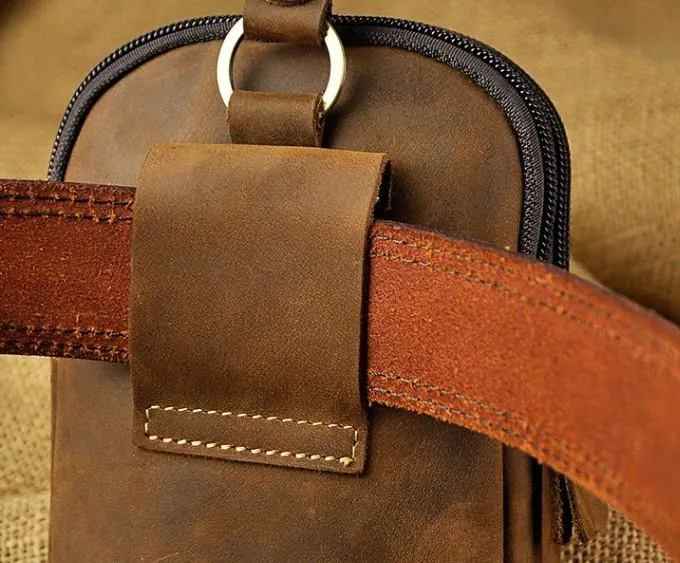Small Mens Leather Belt Pouch Holsters Belt Cases Cell Phone Waist Pouch for Men