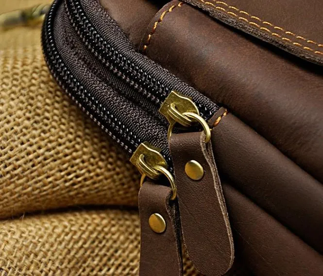 Small Mens Leather Belt Pouch Holsters Belt Cases Cell Phone Waist Pouch for Men