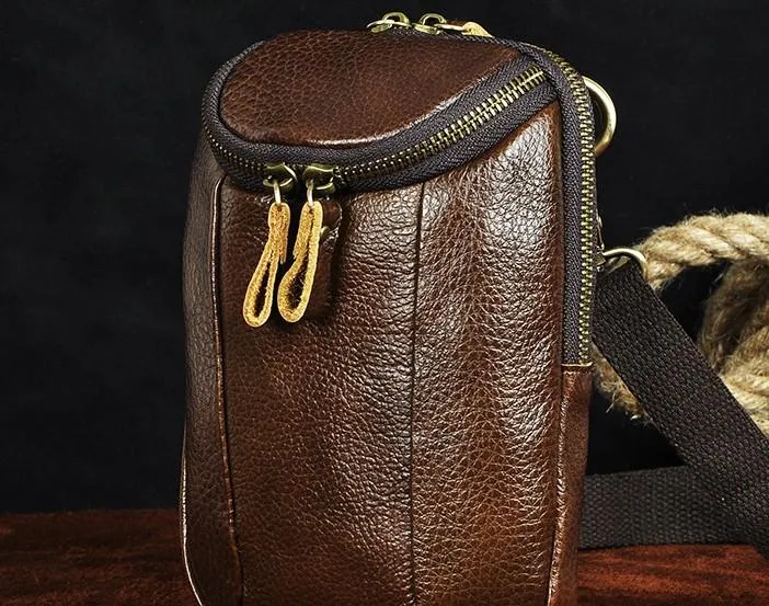Small Mens Leather Side Bag Belt Pouch Holster Belt Case Waist Pouch for Men