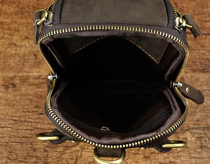 Small Mens Leather Side Bag Belt Pouch Holster Belt Case Waist Pouch for Men