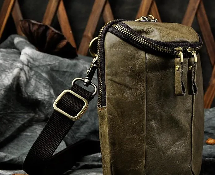 Small Mens Leather Side Bag Belt Pouch Holster Belt Case Waist Pouch for Men