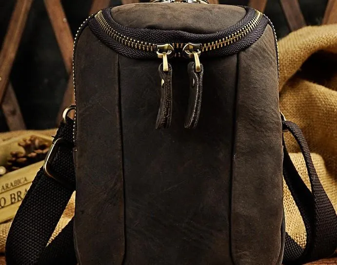 Small Mens Leather Side Bag Belt Pouch Holster Belt Case Waist Pouch for Men