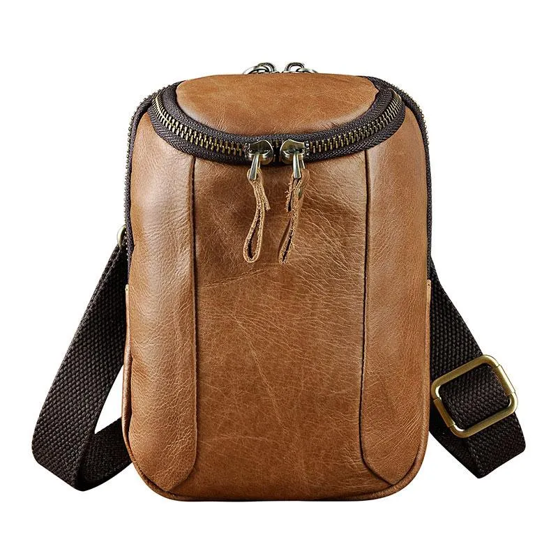 Small Mens Leather Side Bag Belt Pouch Holster Belt Case Waist Pouch for Men
