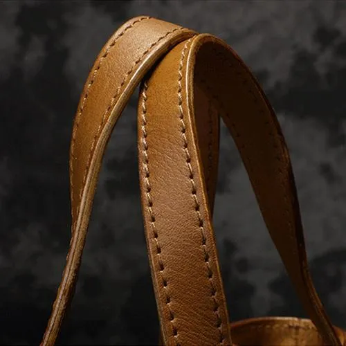 Small Vintage Red Womens Leather Bucket Handbag Brown Leather Bucket Shoulder Purse for Ladies