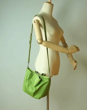 Small Womens Green Nylon Leather Crossbody Handbag Purse Bucket Green Nylon Shoulder Bag Purse for Ladies cheap online