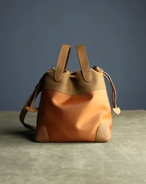 Small Womens Orange Nylon Leather Bucket Handbag Purse Nylon Leather Barrel Shoulder Bag Handbag Purse for Ladies cheap online