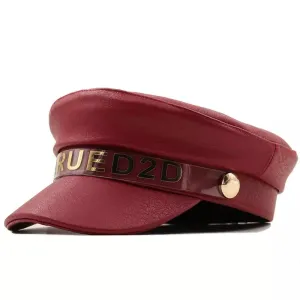 Smarued 2D Leather Sailor Cap boater hat with bow in beach sunlight