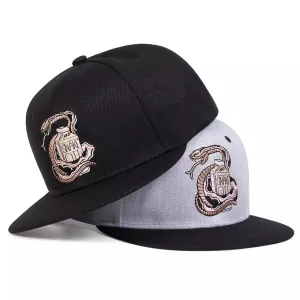 Snake Oil Snapback Cap boater hat with bow in beach sunlight
