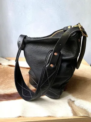Soft and Delicate Feel Classic Plaid Crossbody Bucket Bag | Handcrafted Full Grain Leather Bag bucket bags for sale
