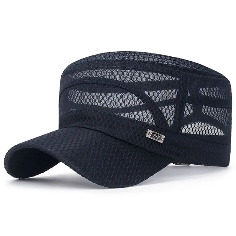 SP Mesh Army Cap boater hat with bow in beach sunlight
