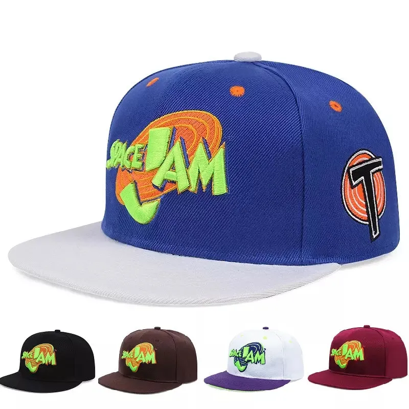 Space Jam Snapback Cap boater hat with bow in beach sunlight