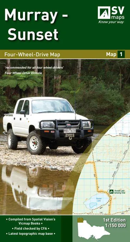 Spatial Vision Murray Sunset 4X4 Map 1 camp map guide sale waterproof hiking map topographic camping map
