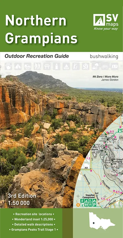 Spatial Vision Northern Grampians Map Outdoor Recreation Guide camp map guide sale waterproof hiking map topographic camping map