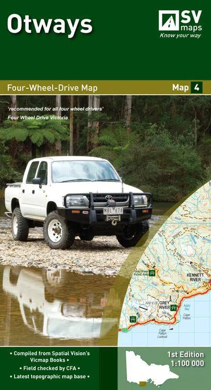 Spatial Vision Otways 4x4 Map 4 camp map guide sale waterproof hiking map topographic camping map