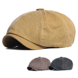 Stamford Vintage Cotton Newsboy Cap boater hat with bow in beach sunlight