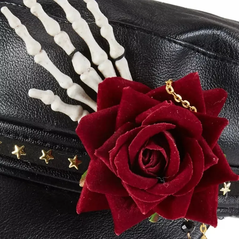 Steampunk Gothic Black Leather Sailor Cap