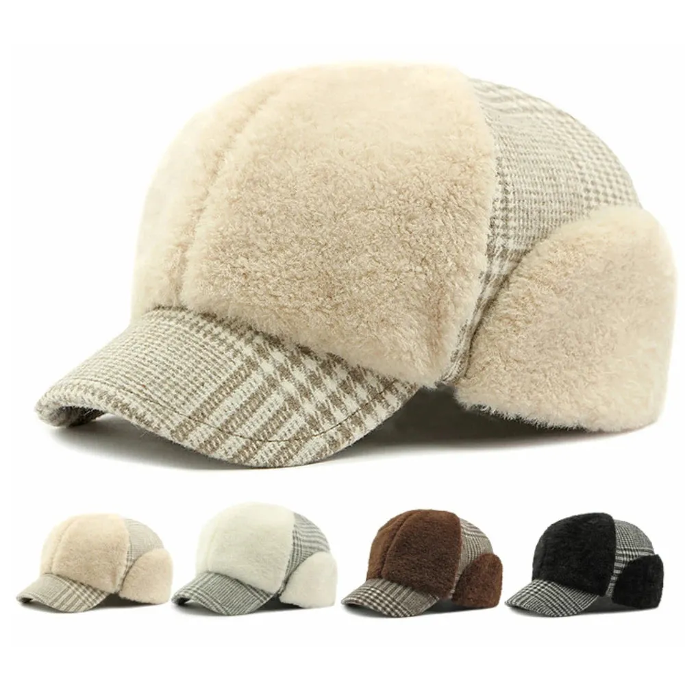 Stockholm Winter Earflaps Fur Baseball Cap boater hat with bow in beach sunlight