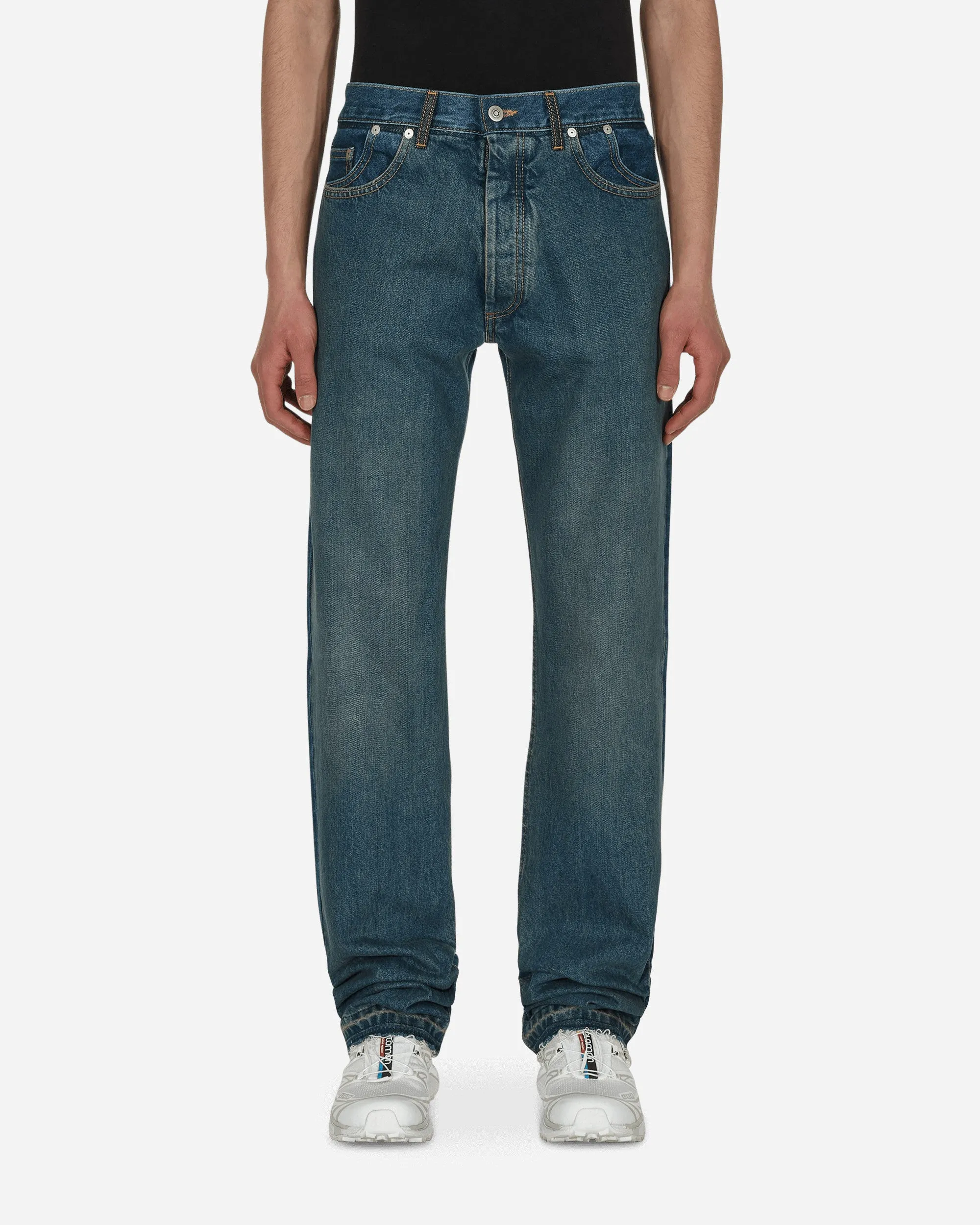 Straight-Leg Faded Denim Pants Blue Men's sweatshirt