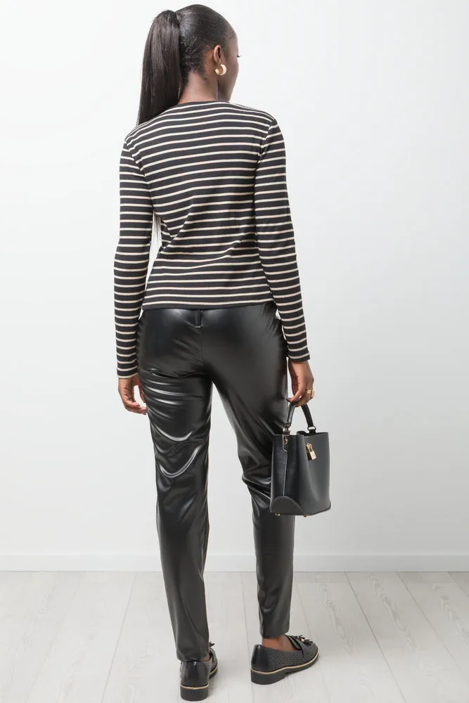 Stripe Long Sleeve T-Shirt Black And Natural