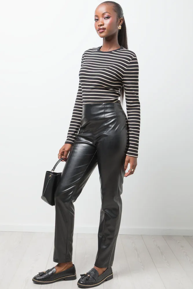 Stripe Long Sleeve T-Shirt Black And Natural