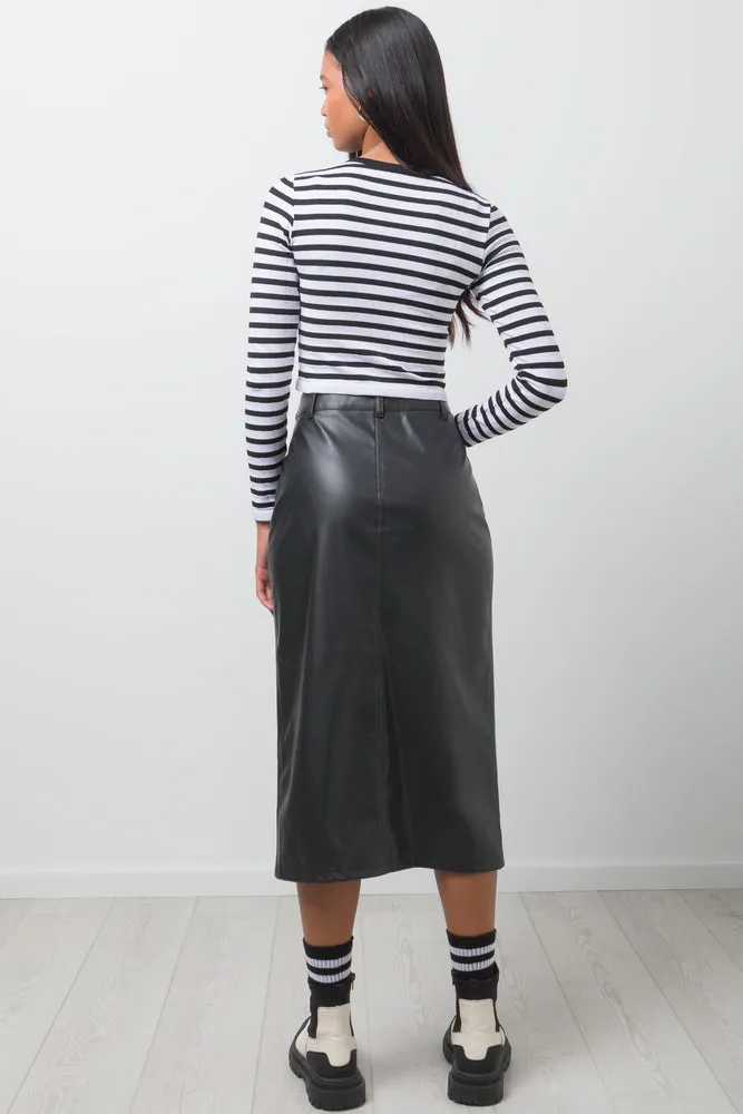 Stripe Seamless Long Sleeve Top White And Black