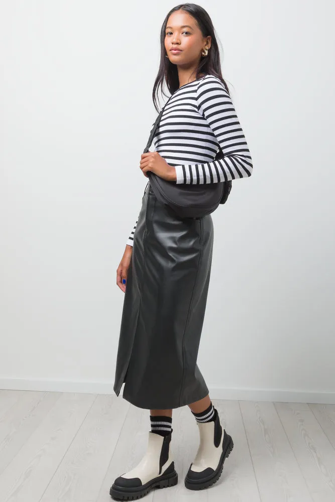 Stripe Seamless Long Sleeve Top White And Black